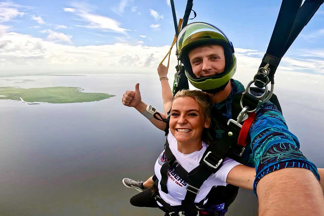 Skydive Palm Beach skydive with view of Lake Okeechobee.